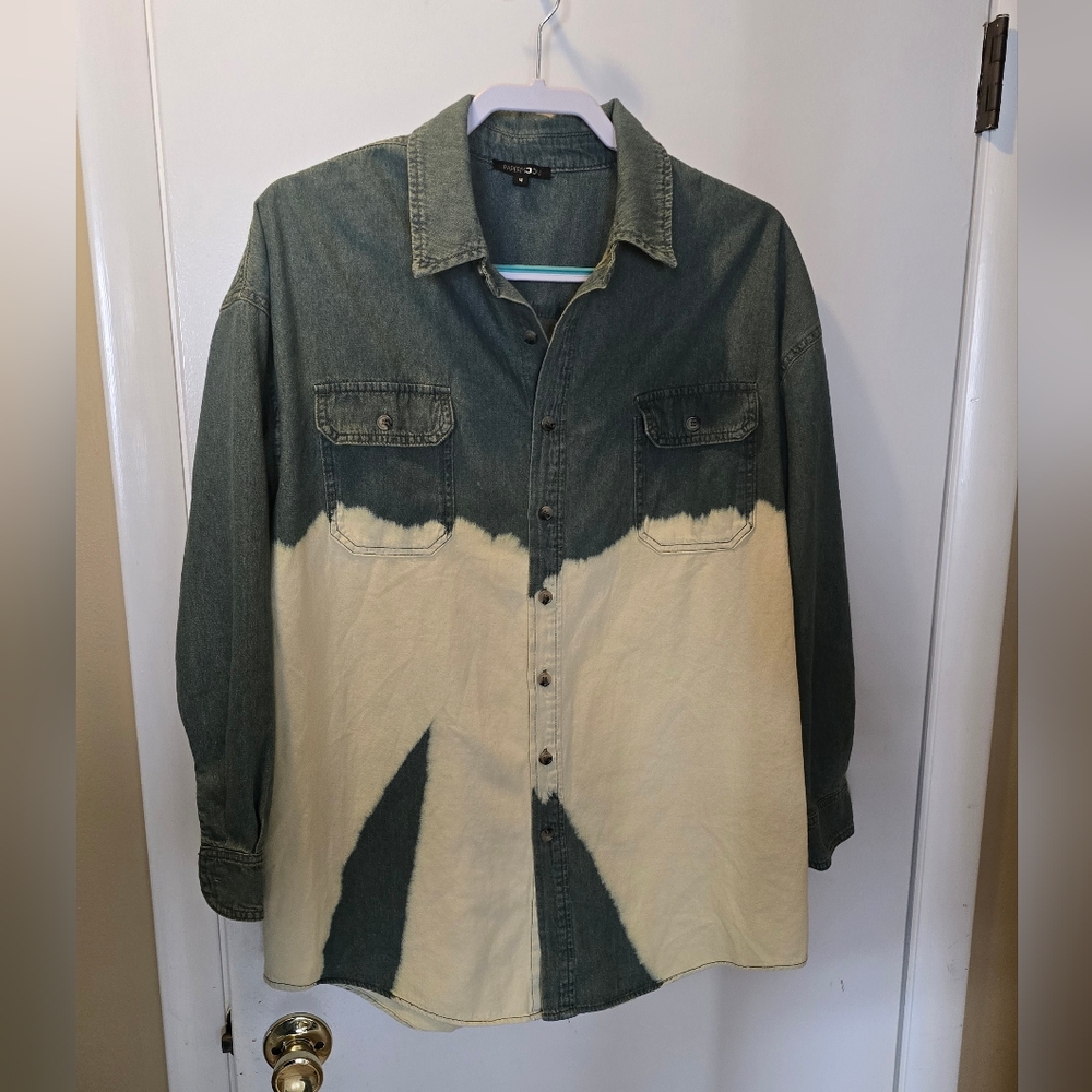 Papermoon Olive Bleached Button Down